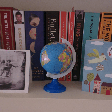 Notes From Another Land / Globe and bookshelf