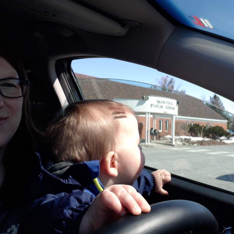 Amy Maureen Lynch with baby at library | Notes From Another Land