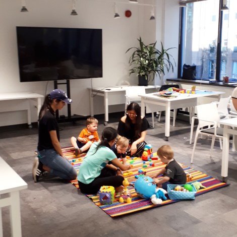 Amy Maureen Lynch's children using pop-up childcare at Impact Hub Ottawa
