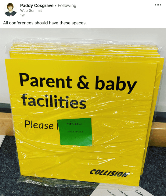 Paddy Cosgrave Parent & Baby Facilities at Collision Conference