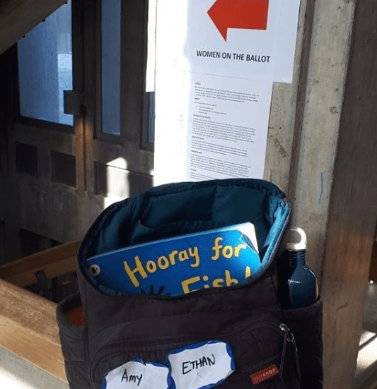 Amy Maureen Lynch brings her preschool age kid to a Women On The Ballot event at Carleton University | Notes From Another Land