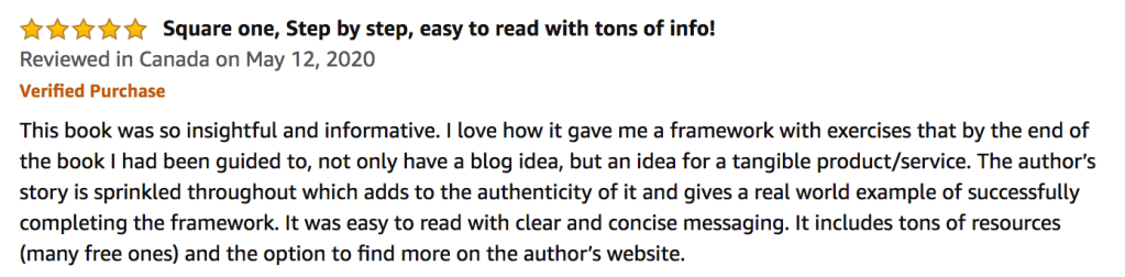 Amy Maureen Lynch first book released in April 2020, Startup Blogging: Validate A Business Idea and Build Your Audience, receives its' first five-star review