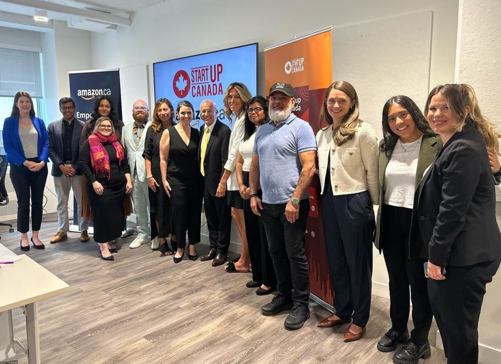 Photo with Minister Fedeli and other Ottawa-area entrepreneurs at Amazon's HQ, hosted by Startup Canada.