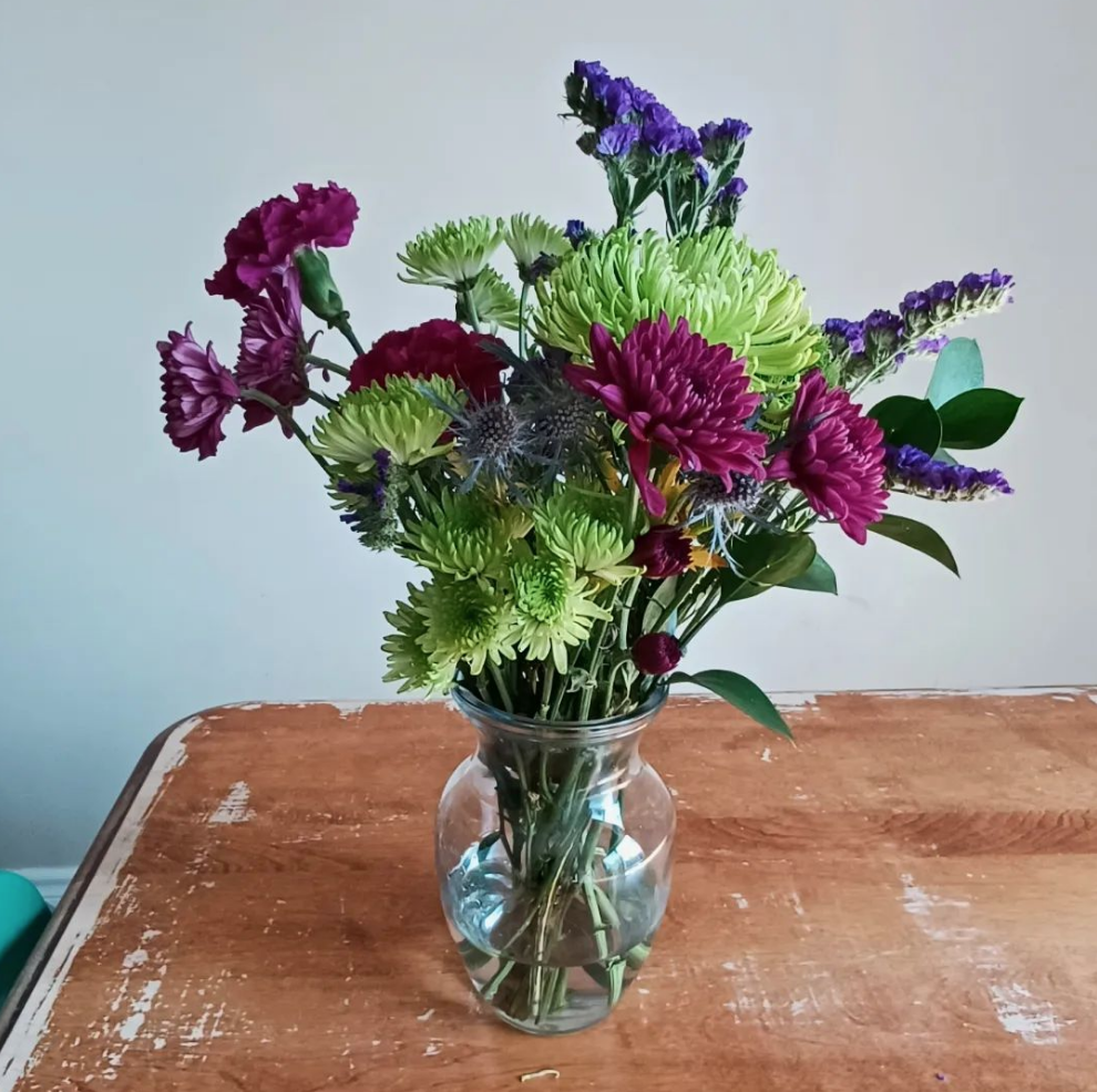 Galway Wedding Anniversary Bouquet Maroon and Green Blooms